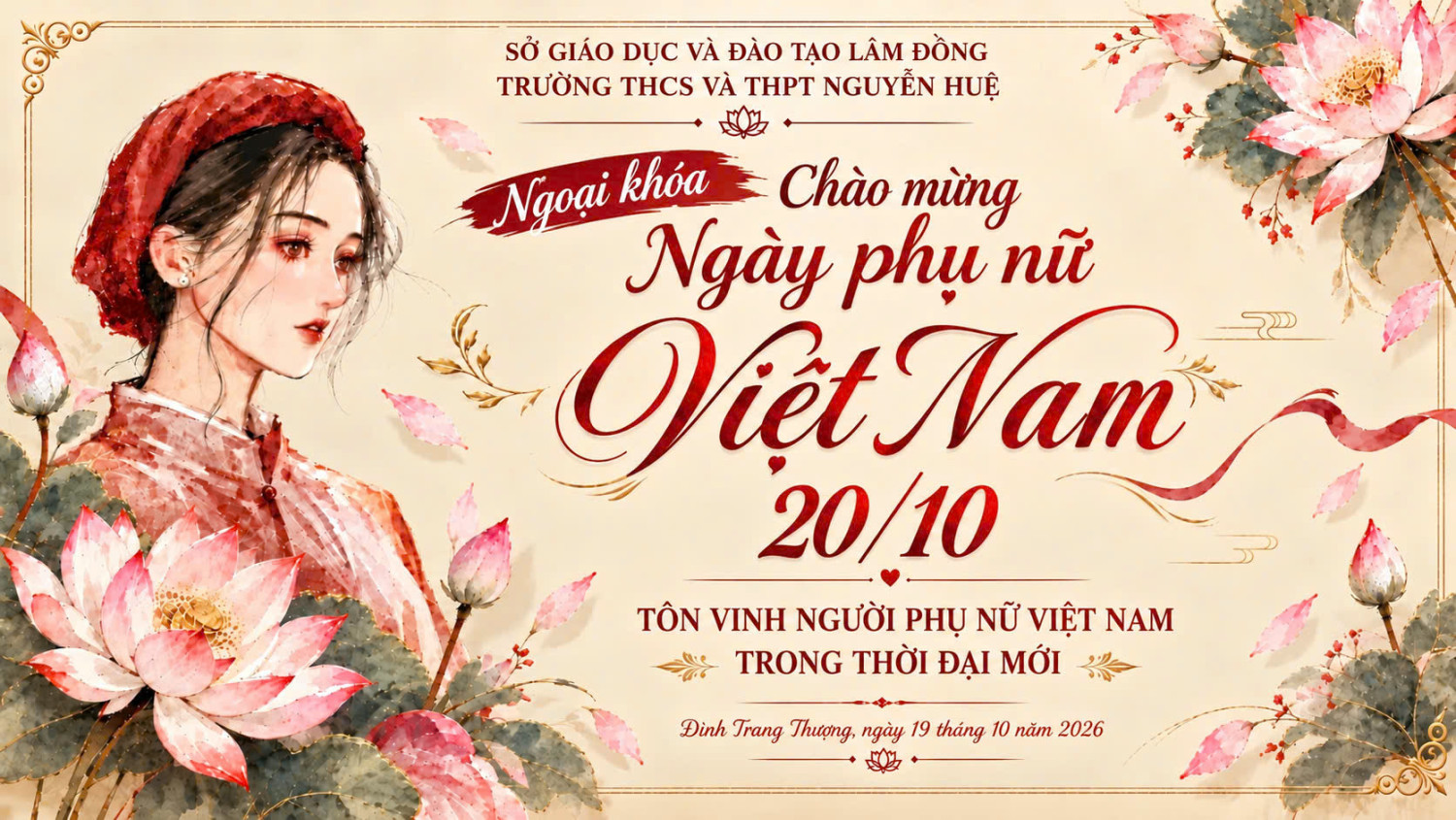 TRƯỜNG THCS VÀ THPT NGUYỄN HUỆ TỔ CHỨC NGOẠI KHÓA CHÀO MỪNG NGÀY PHỤ NỮ VIỆT NAM 20/10